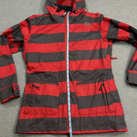 Sessions Terrain Womens Red Gray Stripe Jane Heather Snowboard Coat Recco Size S - Picture 15 of 16